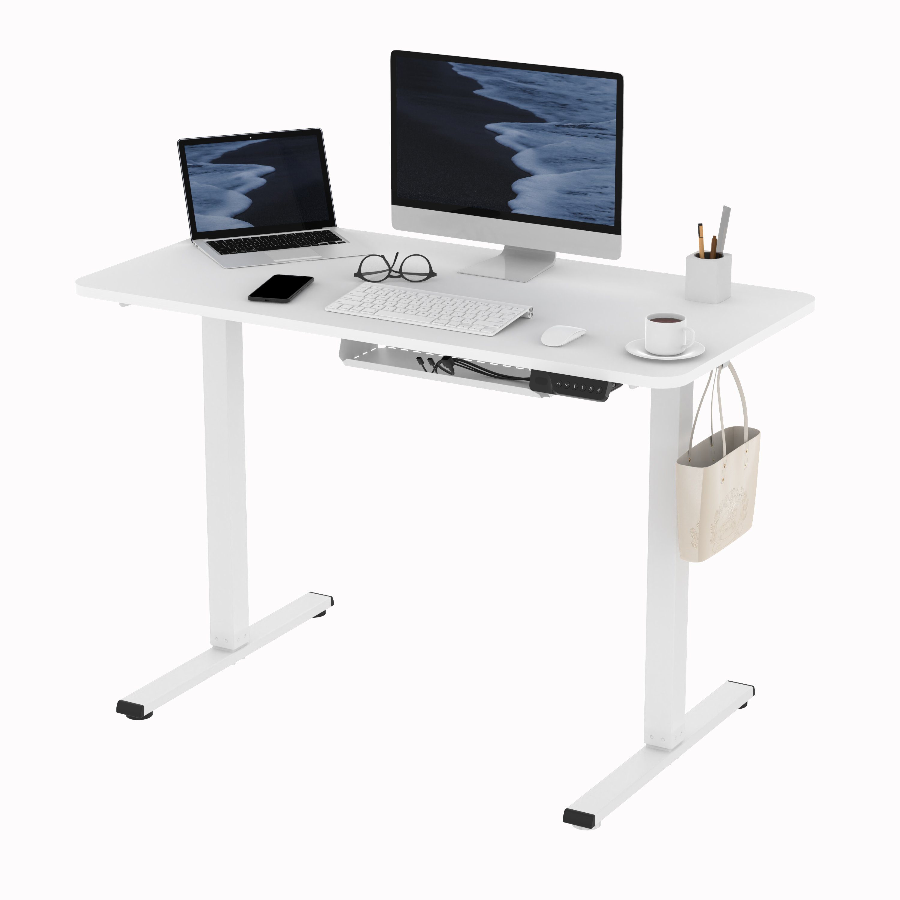 FLEXISPOT Schreibtisch EF1(E1), Basic Plus Elektrisch Höhenverstellbarer Schreibtisch, 2-Fach ...